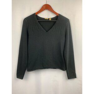 Castro Womens V-Neck Sweater Size S Black Cotton Blend